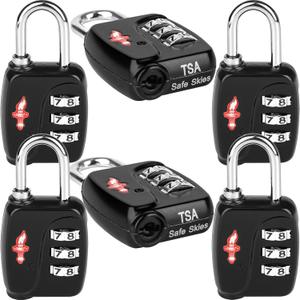 TSA Locks 6-Pack - Ultra Lightweight Travel & Gym Combo Locks (54g Each!), TSA Approved Secure Luggage Locks for Suitcases, School Backpacks, Lockers - 3-Digit Code, 2.36in Compact Design