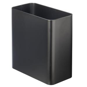 mDesign Decorative Trash Can, 12" x 6.25" x 13", Black Steel, 10 Liter/2.6 Gallon Capacity