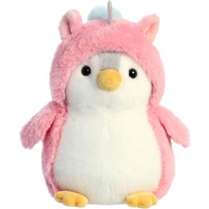 Aurora Playful Pompom Penguin Unicorn Stuffed Animal - Vibrant Companions for Warm Cuddles - Perfect for Adults, Kids, and Birthdays - Pink 7 Inches