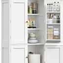 TEENFON 43'H Pantry Cabinet with 4 Doors, Kitchen Cabinet with 6 Door Shelves, Storage Cabinet-Kitchen Pantry for Living Room, Dining Room, Bathroom, White, 43.3"H