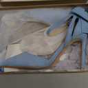 Carcuume Women's Closed Toe Heels Bow Stiletto Heel Sandals Pointed Toe Pumps Wedding Shoes, Size 9