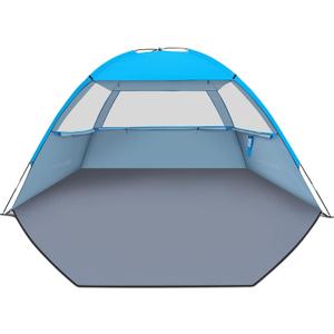 Gorich Beach Tent Sun Shelter for 3/4-5/6-7/8-10 Person with UPF 50 UV Protection, Lightweight & Easy Setup Beach Shade Canopy, Portable Beach Shade Tent Beach Cabana (Blue)