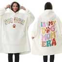 Dog Mom Gifts for Women, Mothers Day Gift for Dog Lover Dog Gifts for Dog Mom Wearable Blanket Hoodie Birthday Gift for New Puppy Dog Owner Best Dog Mom Gift Oversized Sherpa Fleece Blanket Sweatshirt