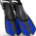 Greatever Snorkel Fins Adjustable Buckles Open Heel Swim Flippers Travel Size Short Swim Fins for Snorkeling Diving Swimming Adult Men Womens (Blue)
