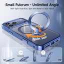 [Tri-Shield Protection] for iPhone 17 Pro Max Case with 360 Spin Stand Compatible with MagSafe [Magnetic CD Ring][Screen & Camera Lens Protector] Shockproof Plating Never-Yellowing, Blue-6.9"
