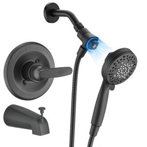 Replacement 4“ Magnetic Handheld Shower Faucet Tub Trim Kit for Delta 13/14 Series, 6 Setting Shower Head& Handle Set, Matte Black (Valve& Catridge Not Inclued)