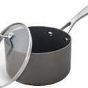 Amazon Basics Mini Sauce Pan With Lid, 1.9 Quarts, Hard-Anodized Non-Stick Aluminum, Gray