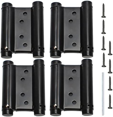 3" Double Action Spring Hinges, Self Closing Door Hinges for Saloon Cafe Pub Swinging Doors, 201 Stainless Steel, Including Pins and Screws, 4-Pack