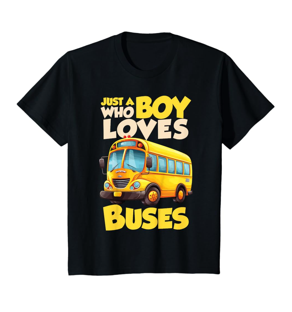 Kids School Bus Lover Just a Boy who loves Buses T-Shirt 4T
