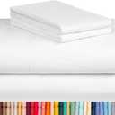 LuxClub Queen Sheet Set, 4PC Bed Sheets Queen Size, Deep Pocket Cooling Bed Sheets, Soft Hotel Luxury Bedding for Mattress Wrinkle Free, Silky Fitted Sheet & Pillowcase Sets, White