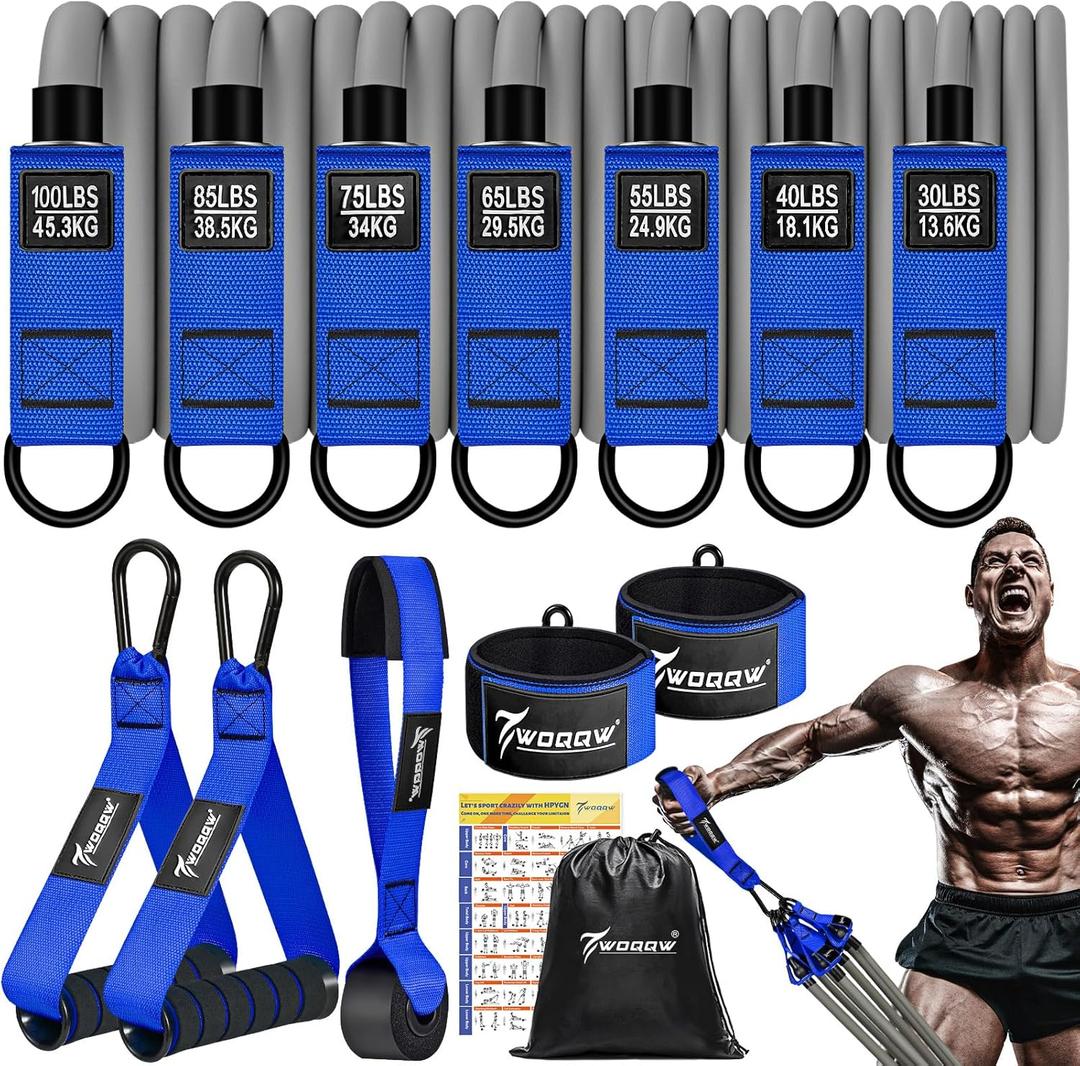 Resistance Bands, 450lbs Heavy Exercise Bands with Handles, Workout Bands Set for Working Out Men, Fitness Weight Bands for Strength Training, Stretching, Slim, Physiotherapy