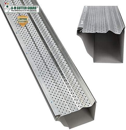 A-M Gutter Guard - Heavy Duty Lifetime Quality Aluminum Leaf & Debris Protection for 5-inch and 46 x 6 in - Made in The USA