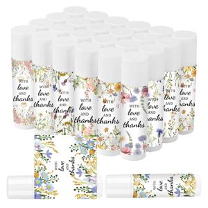 50 Pcs Wedding Lip Balm Bulk Vintage Greenery Lip Balm Moisturizing and Nourishing Lip Care Guests Lip Care Gift for Wedding Bridal Shower Baby Shower Party Favors (Wild Flower)