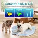 COZY KISS Dog Cooling Mat for Dogs or Cats, Leaf Shaped Pet Pad, 39x34 inch | Q-Max > 0.4 Cool Fiber for All Season, Liquid Pee Proof Summer Washable Cat Mat for Crate, Sofa or Floor, Blue