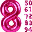 Hot Pink 8 Balloon, Number Balloons 40 Inch, 8th Birthday Decorations for Girls, Birthday Balloons, Hot Pink Party Supplies, Number 8 Balloon
