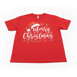 Merry Christmas Lights Red Santa Hat Xmas Family Men Women T-Shirt Large