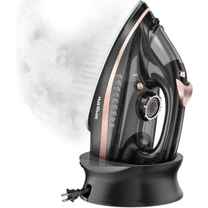 Martisan Cordless Iron for Clothes, 1500W, Wireless, Rapid Heating, Retractable Cord, Power Charging Base, Ceramic Soleplate, Anticalc, Antidrip, Self Clean