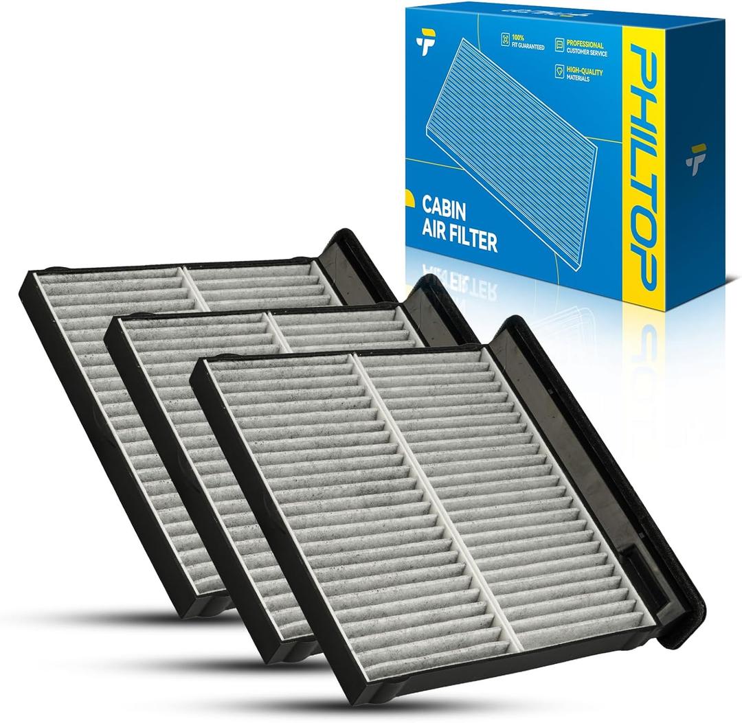 PHILTOP Cabin Air Filter w/Activated Carbon, Compatible with CF12775 Subaru Forester 2019-2026, WRX 2022-2026, Carbon Filter Up Dust Pollen Odor, Pack of 3