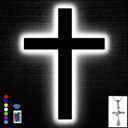 Cross Wall Decor Light Up Cross Neon Sign with Cross Necklace Jesus Christian Catholic Gifts Crucifix Led Sign Decor 16 Colors Changing Remote Night Lights Large Size