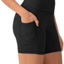 YUNOGA Womens High Waist Biker Shorts with Pockets 6"/8" Yoga Shorts Gym Workout Running Spandex Shorts (Black, XL)