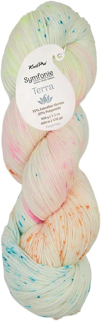 KnitPro Symfonie Fingering Weight Hand Dyed Variegated Yarn Skein | Extra Fine Merino Wool & Polyamide Blend for Knitting & Crocheting, Oeko-TEX Certified 400m, 100g | Terra Neon Confetti
