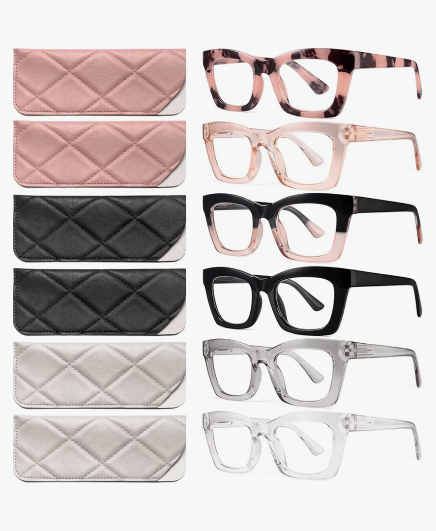 CCVOO 6 Pack Oprah Reading Glasses for Women, Eyeglasses, Blue Light Readers for Women, Computer Eye Glasses, Cheaters