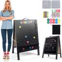 Prize Drop Game Board, 21"x30" Double-Sided Foldable Design with Wooden A-Frame Chalkboard Sign for Family, Carnival, Trade Show & Party - Includes 10 Coin Drop Discs and Chalk Set, Portable Design