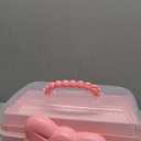 GKWW Cute Girls Hair Accessories Storage Box Bow Switch Organizer Box Jewelry Box, Plastic Hair Ties Holder Hair Clips Container Storage Box for Home, School, Office(Pink)