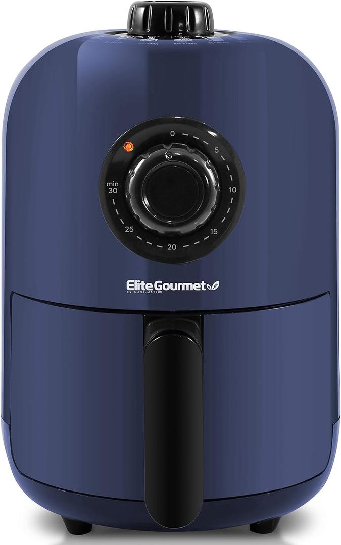 Elite Gourmet EAF1121BG Personal 1.1 Qt. Compact Space Saving Electric Hot Air Fryer Oil-Less Healthy Cooker, Timer & Temperature Controls, 1000W (Blue Gray)