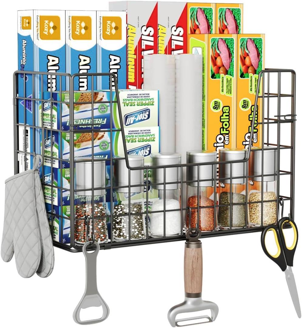 Magnetic Fridge Basket Storage Organzier for Fruit & Wrap, Magnetic Shelf for Side of Refrigerator for Kitchen,Laundry (1 Pack)