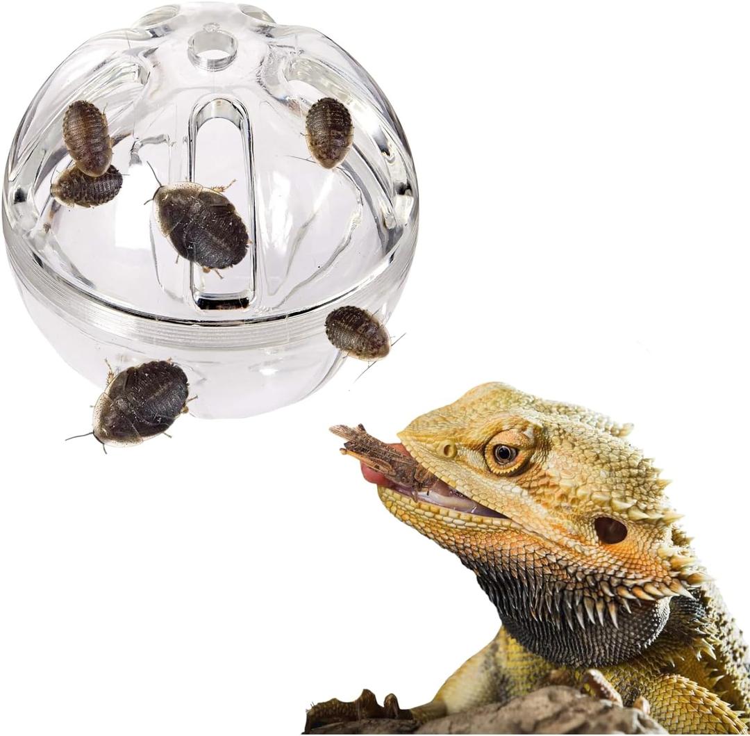 Bearded Dragon Feeder Toy Reptile Foraging Ball Lizard Enrichment Interactive Toy Reptile Terrarium Tank Decor for Lizard,Chameleon Small Animals (3.4 Inch)