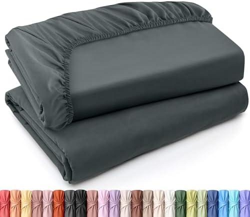Utopia Bedding Twin XL Fitted Sheets - Bulk Pack of 2 Bottom Sheets - Soft Brushed Microfiber - Deep Pockets - Shrinkage & Fade Resistant - Easy Care (Twin XL, Grey)