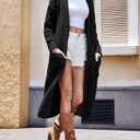 Saodimallsu Womens Open Front Long Cardigan Oversized Long Sleeve Loose Cable Knit Chunky Fall Sweater Coat with Pockets (Black)