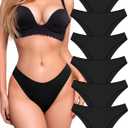 UNDER THE SEA Cotton Underwear for Women 6 Pack Sexy Bikini High Cut Breathbale Cheeky Panties Underwear Womens Lingerie (Black, S)
