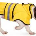 HDE Dog Raincoat Jacket Reflective Adjustable Hooded Pet Poncho Rain Coat with Leash Hole, Yellow - M