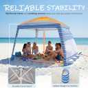 Sekey Beach Cabana - 8x8 FT Easy Setup Beach Shade Canopy UPF 50+ Sun Shelter with Sandbag & Side Wall, Large Portable Outdoor Tent for Family, Light Blue Stripe