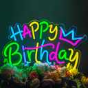 Colorful Happy Birthday Neon Sign for Party Backdrop & Decorations, LED Light Up Neon Signs for All Ages Birthday Parties Celebrations Wall Decor, Gifts for Her Women Teens (Colorful)