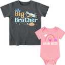 Funnycokid Big Brother Little Sister Matching Outfits Baby Girl Clothes Toddler Boys T-Shirt Announcement Gift ( 3T, 0-3 Months )