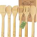 HANSGO Bamboo Kitchen Utensils Set  6-Piece Wooden Cooking Set for Nonstick Cookwares and Cast Iron Pans, Durable Wooden Spoons, Perfect Housewarming Gifts, Apartment Essentials