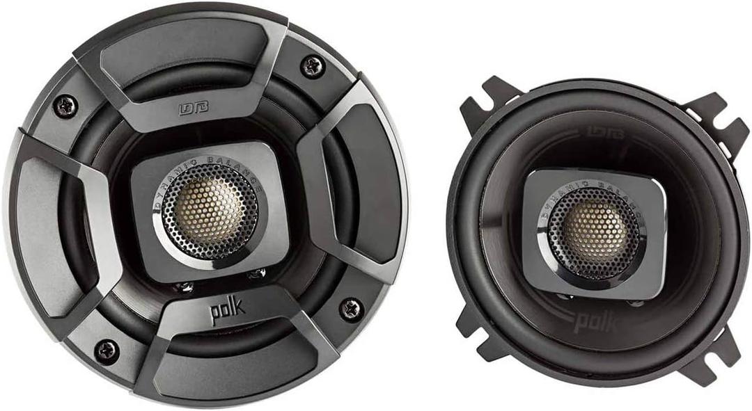 Polk Audio DB402 DB+ Series 4 Inch Speakers Car Audio with Marine Certification, Car Coaxial Speakers, Black