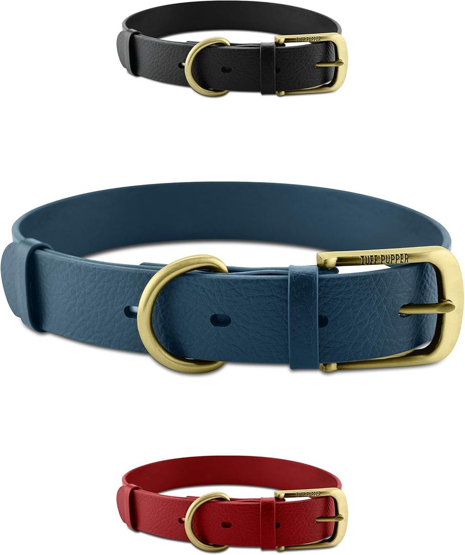 Tuff Pupper Classic Heavy Duty Dog Collar | 10x Stronger Than Leather | 100% Waterproof & Odor Proof Dog Collar | Tough Rust-Proof All Metal Hardware (Midnight Blue)