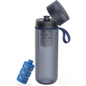 PHILIPS Water GoZero Active BPA-Free Water Bottle with Fitness Tap Water Filter, Sport Squeeze Water Bottle, Lightweight, Blue, 20 oz with Fitness Filter, Blue (20 Ounces)