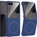 Magnetic for Samsung Galaxy Z Flip 7 Case, Compatible with MagSafe, Built-in Screen Protector, Flip7 Slim Hard Shockproof Phone Cover, Blue