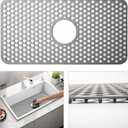 Silicone Sink Mat, 24.6''x 12.9'' Kitchen Sink Protector Grid for Bottom of Center Drain Sink, Gray Non-slip Heat Resistant Liner for Farmhouse Stainless Steel Porcelain Sink