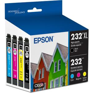EPSON 232 Claria Ink High Capacity Black & Standard Color Cartridge Combo Pack (T232XL-BCS) Works with WorkForce WF-2930, 2950 and Expression XP-4200, 4205 (One Size)
