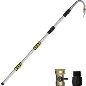 LAANPOLE Gutter Cleaning Tools from The Ground, 24FT Reach Rain Cleaner with Bendable Wand and Quick Connect Adapter for Garden Hose