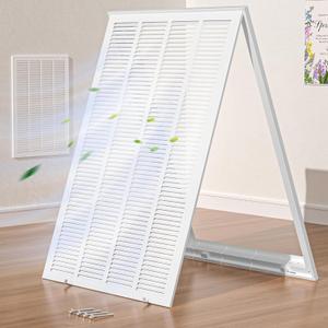 Fits 20x30 Duct Opening, Hon Guan Steel Return Air Grille with Removable Door, HVAC Vent Cover Grill for Home Ceiling or Wall, Compatible with 1 Inch Filters, External Dimensions: 22.4"W X 32.9"H