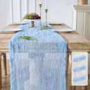 3 Pack Baby Blue Cheesecloth Table Runners, 120 Inch 10Ft Gauze Table Runner for Wedding Birthday Party Baby Shower Decorations