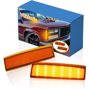 LED Front Bumper Headlight Side Marker Turn Signal Light for 1988-1993 GMC Sierra C1500 C2500 C3500 K1500 K2500 K3500 92-93 Suburban Yukon,Corner Lamp Replaces# 5975200 5975199 (Amber Lens)