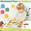 2 x Magnetic Wooden Puzzle for Toddler Travel Toy, Farm Animal Matching Toy Fridge Magnet Montessori Educational Preschool Activities Learning Classroom Roadtrip Christmas Stocking Stuffer Gifts Word